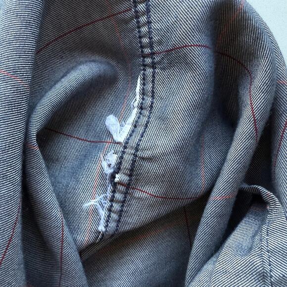 Mammut Short Sleeve Windowpane Plaid Breathable Blue Button Up Shirt L - Picture 5 of 8